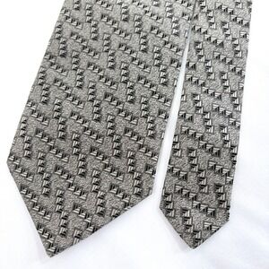Principe Necktie Grey Black Geometric Abstract 100% Silk Made in Italy Mens Tie